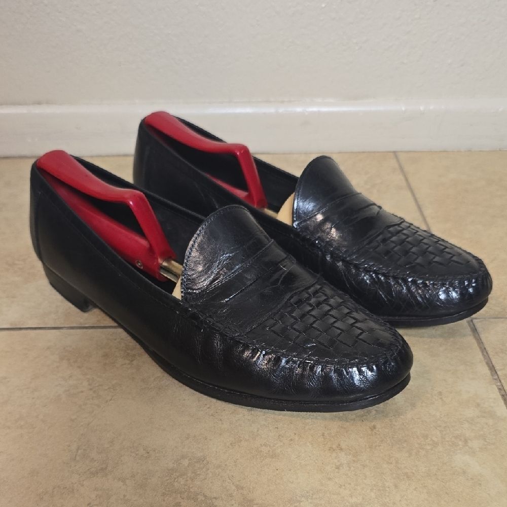 Allen Edmonds Black Woven Leather Loafers